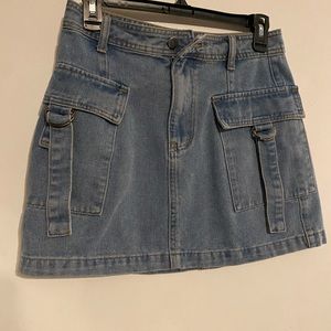 Denim Mini Cargo Skirt with Pockets